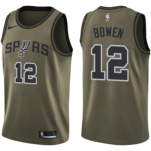 Nike Spurs #12 Bruce Bowen Green Salute to Service NBA Swingman Jersey