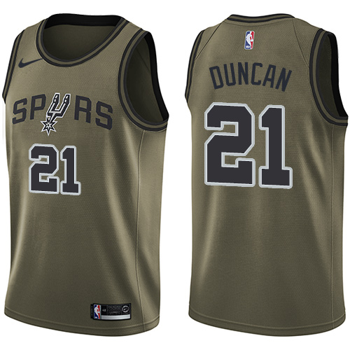 Nike Spurs #21 Tim Duncan Green Salute to Service NBA Swingman Jersey