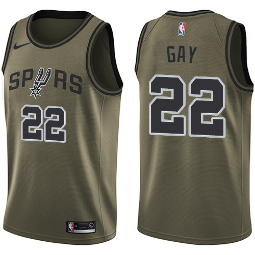 Nike Spurs #22 Rudy Gay Green Salute to Service NBA Swingman Jersey