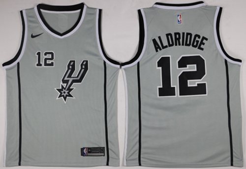 Nike Spurs #12 LaMarcus Aldridge Silver Statement Edition NBA Swingman Jersey