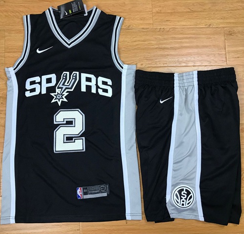 Nike Spurs #2 Kawhi Leonard Black A Set NBA Swingman Icon Edition Jersey