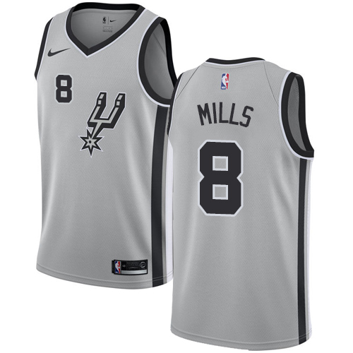 Nike Spurs #8 Patty Mills Silver NBA Swingman Statement Edition Jersey