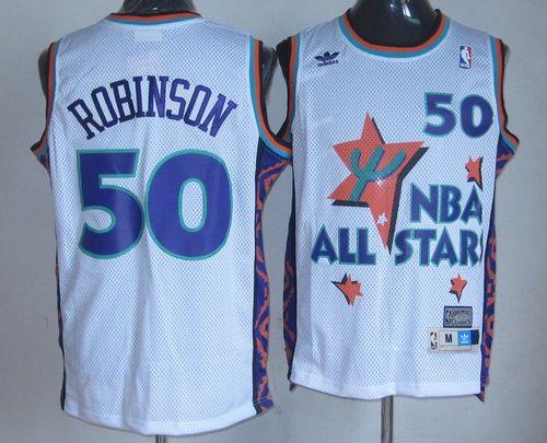 Spurs #50 David Robinson White 1995 All-Star Throwback Stitched NBA Jersey