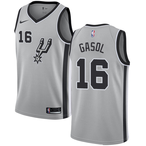 Nike Spurs #16 Pau Gasol Silver NBA Swingman Statement Edition Jersey