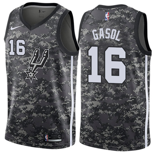 Spurs #16 Pau Gasol Black Basketball Swingman City Edition 2018/19 Jersey