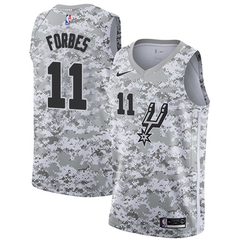 Spurs #11 Bryn Forbes White Camo Basketball Swingman Earned Edition Jersey