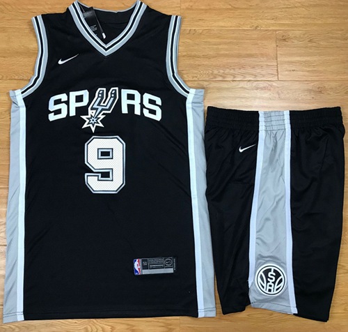 Nike Spurs #9 Tony Parker Black A Set NBA Swingman Icon Edition Jersey