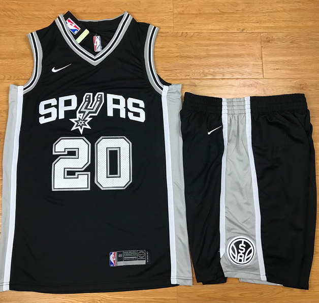 Nike Spurs #20 Manu Ginobili Black A Set NBA Swingman Icon Edition Jersey