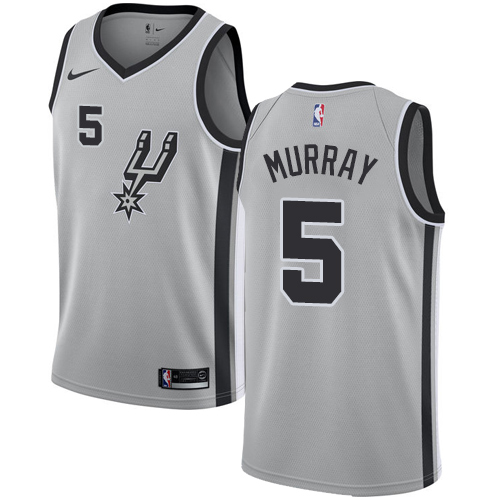 Nike Spurs #5 Dejounte Murray Silver NBA Swingman Statement Edition Jersey