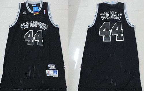 Spurs #44 George Gervin Black "Iceman" Nickname Stitched NBA Jersey