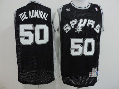 Spurs #50 David Robinson Black "The Admiral" Nickname Stitched NBA Jersey