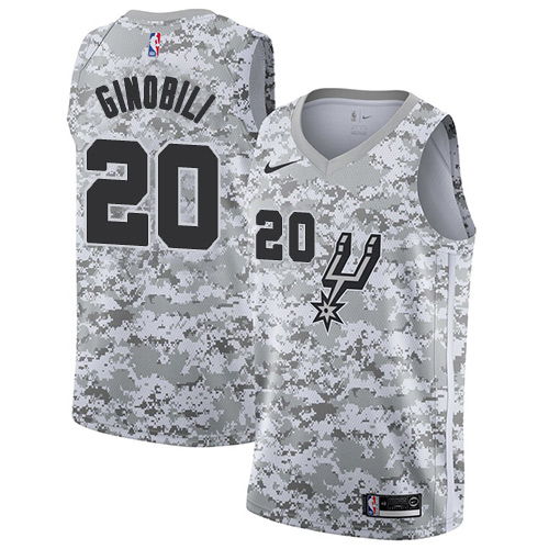 Spurs #20 Manu Ginobili White Camo Basketball Swingman Earned Edition Jersey