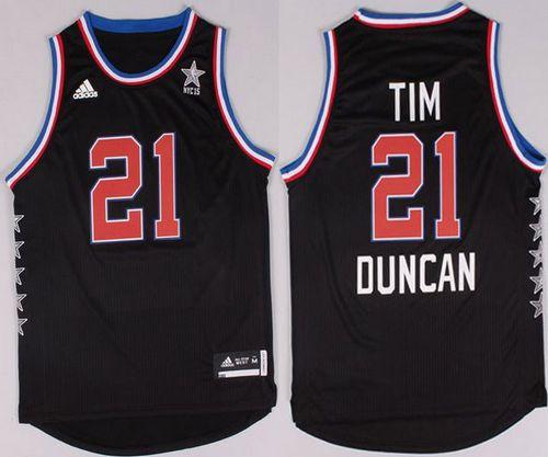 Spurs #21 Tim Duncan Black 2015 All-Star Stitched NBA Jersey