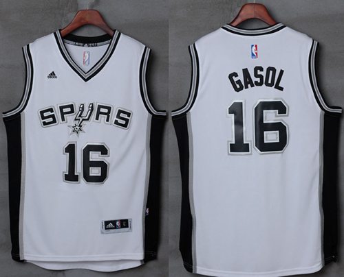 Spurs #16 Pau Gasol White Stitched NBA Jersey - Click Image to Close