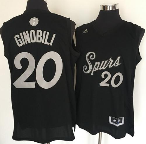 Spurs #20 Manu Ginobili Black 2016-2017 Christmas Day Stitched NBA Jersey