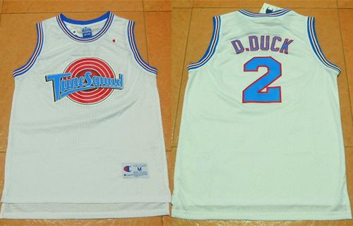 Space Jam Tune Squad #2 Daffy Duck White Movie Stitched Basketball Jersey