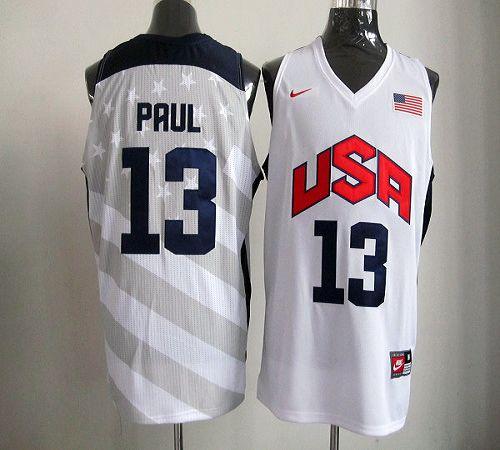 Nike 2012 Olympics Team USA #13 Chris Paul White Stitched NBA Jersey - Click Image to Close