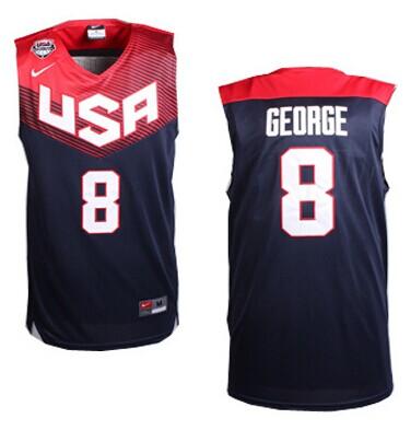 Nike 2014 Team USA #8 Paul George Dark Blue Stitched NBA Jersey