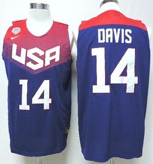 Nike 2014 Team USA #14 Anthony Davis Dark Blue Stitched NBA Jersey - Click Image to Close