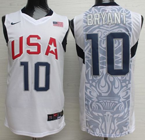 Nike 2008 Team USA #10 Kobe Bryant White Stitched NBA Jersey - Click Image to Close