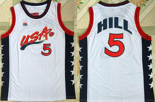 Nike Team USA #5 Grant Hill White 1996 Dream Team Stitched NBA Jersey