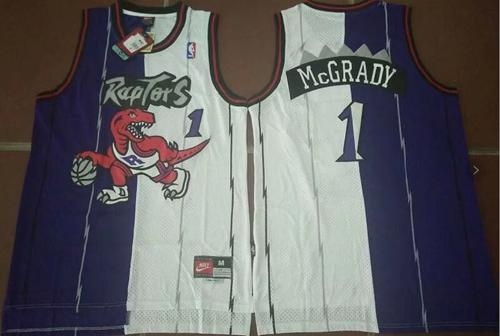 Raptors #1 Tracy Mcgrady Purple/White Split Fashion Stitched NBA Jersey