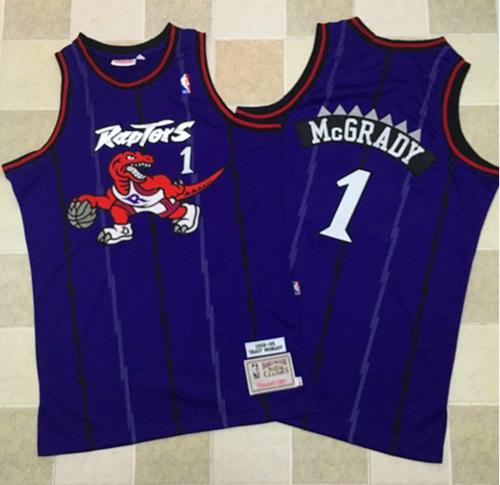 Mitchell And Ness Raptors #1 Tracy Mcgrady Purple Throwback Stitched NBA Jersey