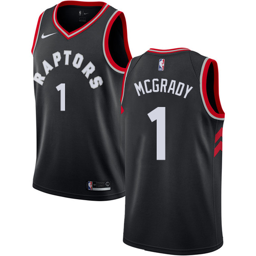 Raptors #1 Tracy Mcgrady Black Basketball Swingman Statement Edition Jersey