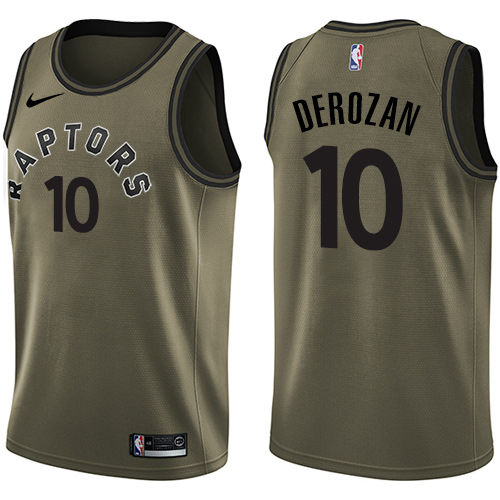 Nike Raptors #10 DeMar DeRozan Green Salute to Service NBA Swingman Jersey