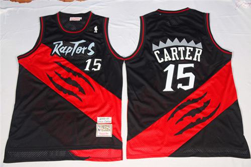 Mitchell And Ness Raptors #15 Vince Carter Black/Red Throwback Stitched NBA Jersey - Click Image to Close