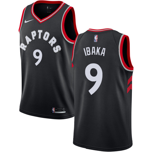 Raptors #9 Serge Ibaka Black Basketball Swingman Statement Edition Jersey