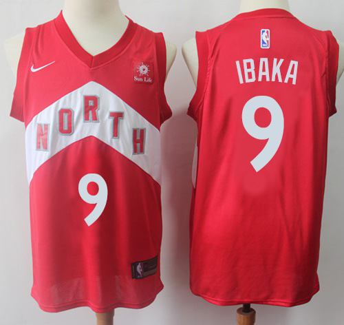 Raptors #9 Serge Ibaka Red Basketball Swingman Earned Edition Jersey