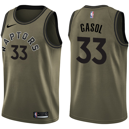 Raptors #33 Marc Gasol Green Basketball Swingman Salute to Service Jersey - Click Image to Close