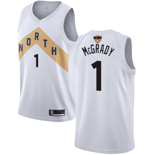 Raptors #1 Tracy Mcgrady White 2019 Finals Bound Basketball Swingman City Edition 2018/19 Jersey