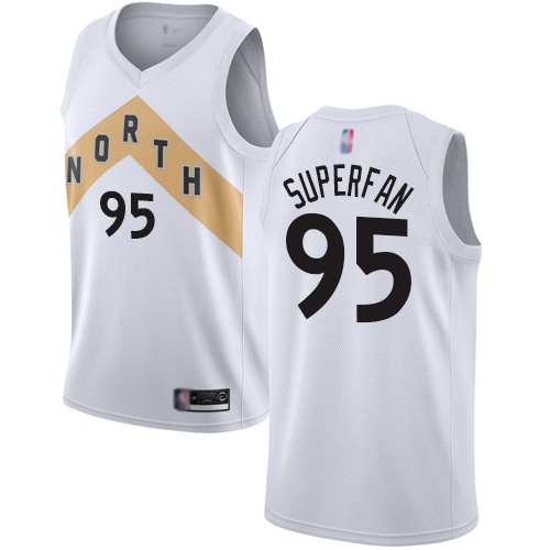 Raptors #95 Superfan White Basketball Swingman City Edition 2018/19 Jersey - Click Image to Close