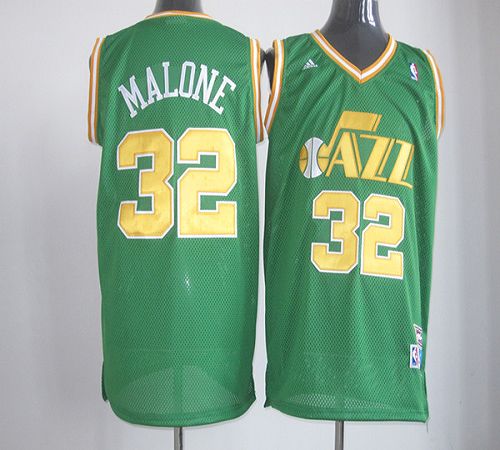 Jazz #32 Karl Malone Green Throwback Stitched NBA Jersey