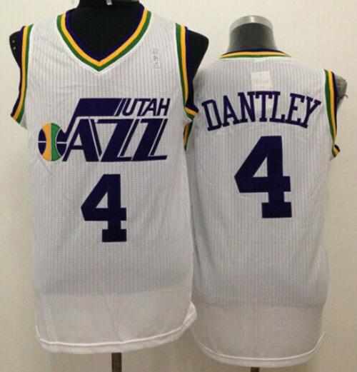 Jazz #4 Adrian Dantley White Throwback Stitched NBA Jersey - Click Image to Close