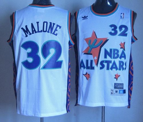 Jazz #32 Karl Malone White 1995 All-Star Throwback Stitched NBA Jersey