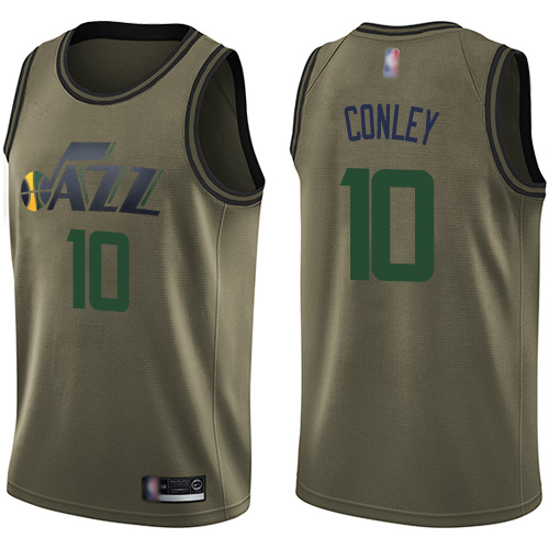 Jazz #10 Mike Conley Green Basketball Swingman Salute to Service Jersey