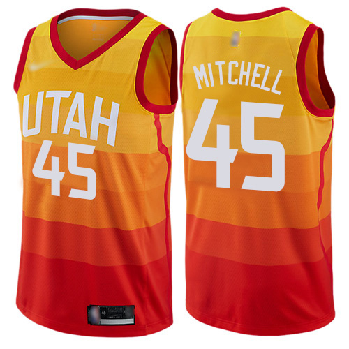 Jazz #45 Donovan Mitchell Orange Basketball Swingman City Edition 2019/20 Jersey