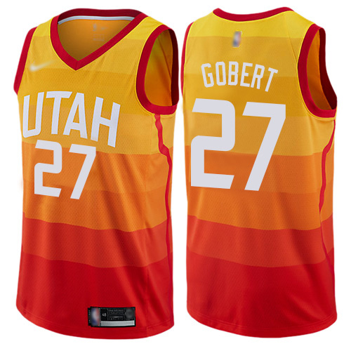 Jazz #27 Rudy Gobert Orange Basketball Swingman City Edition 2019/20 Jersey