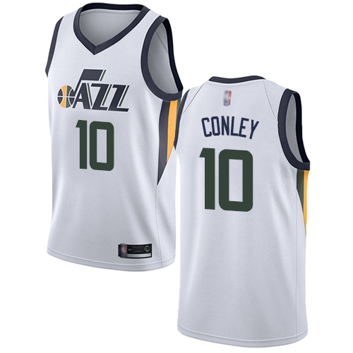 Jazz #10 Mike Conley White Basketball Swingman Association Edition Jersey