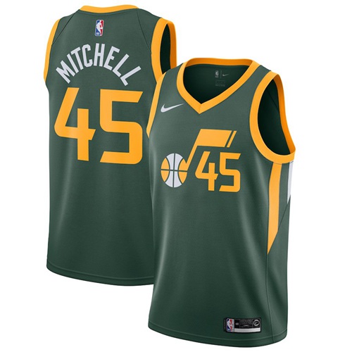 Jazz #45 Donovan Mitchell Green Basketball Swingman Earned Edition Jersey