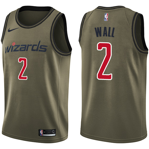 Nike Wizards #2 John Wall Green Salute to Service NBA Swingman Jersey