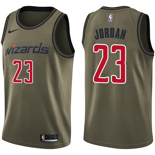 Nike Wizards #23 Michael Jordan Green Salute to Service NBA Swingman Jersey