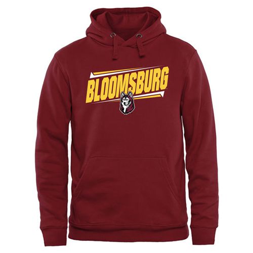 Bloomsburg Huskies Double Bar Pullover Hoodie Maroon - Click Image to Close