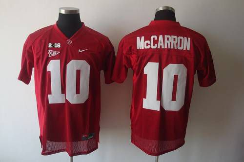 Crimson Tide #10 AJ McCarron Red 2016 College Football Playoff National Championship Patch Stitched NCAA Jersey