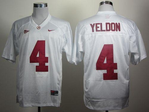 Crimson Tide #4 T.J Yeldon White Stitched NCAA Jersey - Click Image to Close