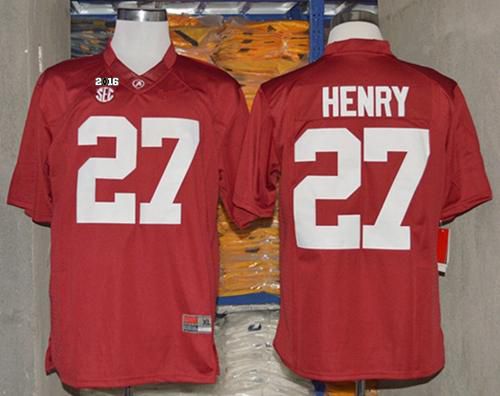 Crimson Tide #27 Derrick Henry Red Limited 2016 College Football Playoff National Championship Patch Stitched NCAA Jersey - Click Image to Close