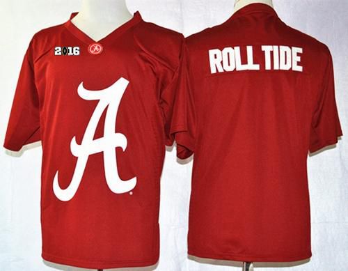 Crimson Tide Roll Tide Red Pride Fashion 2016 College Football Playoff National Championship Patch Stitched NCAA Jersey - Click Image to Close